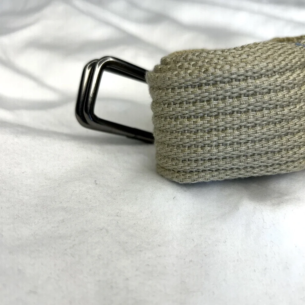 D02.5 Men's Belt Brown 52-54 Canvas Woven D Ring Casual Belt Men